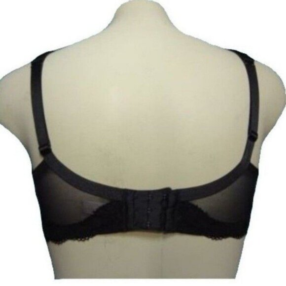 Cacique Lane Bryant Bra Smooth Satin Full Coverage with Lace Size 42C Black - Picture 4 of 9
